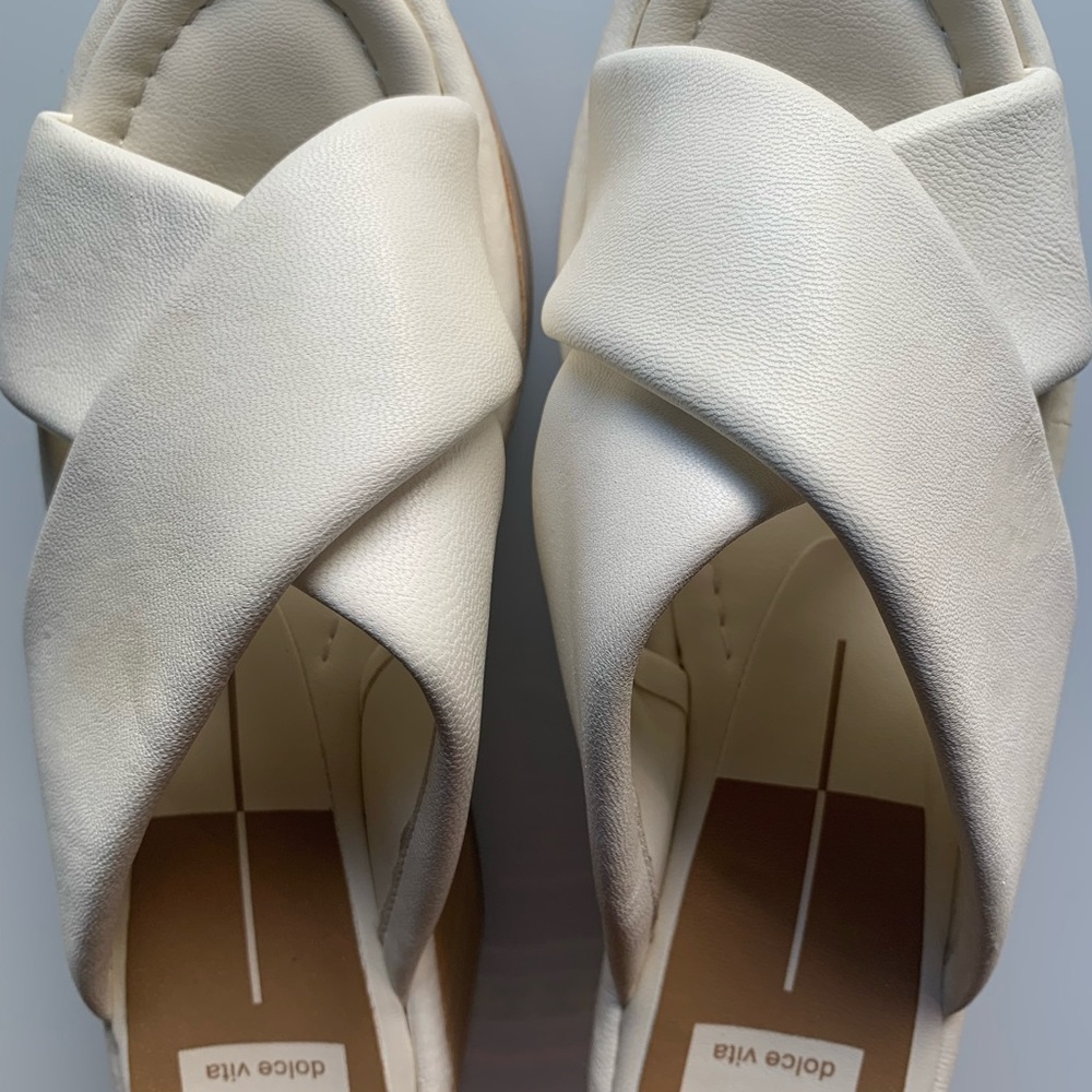 White platform sandals. Size 7.